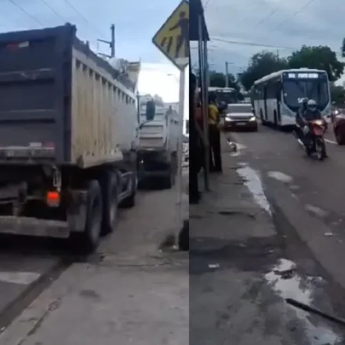 Acidente envolvendo carretas deixa trânsito lento na Avenida Coronel Teixeira, em Manaus