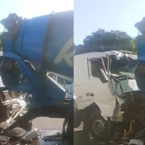 Caminhão fica com a frente destruída após grave acidente no Tarumã, em Manaus
